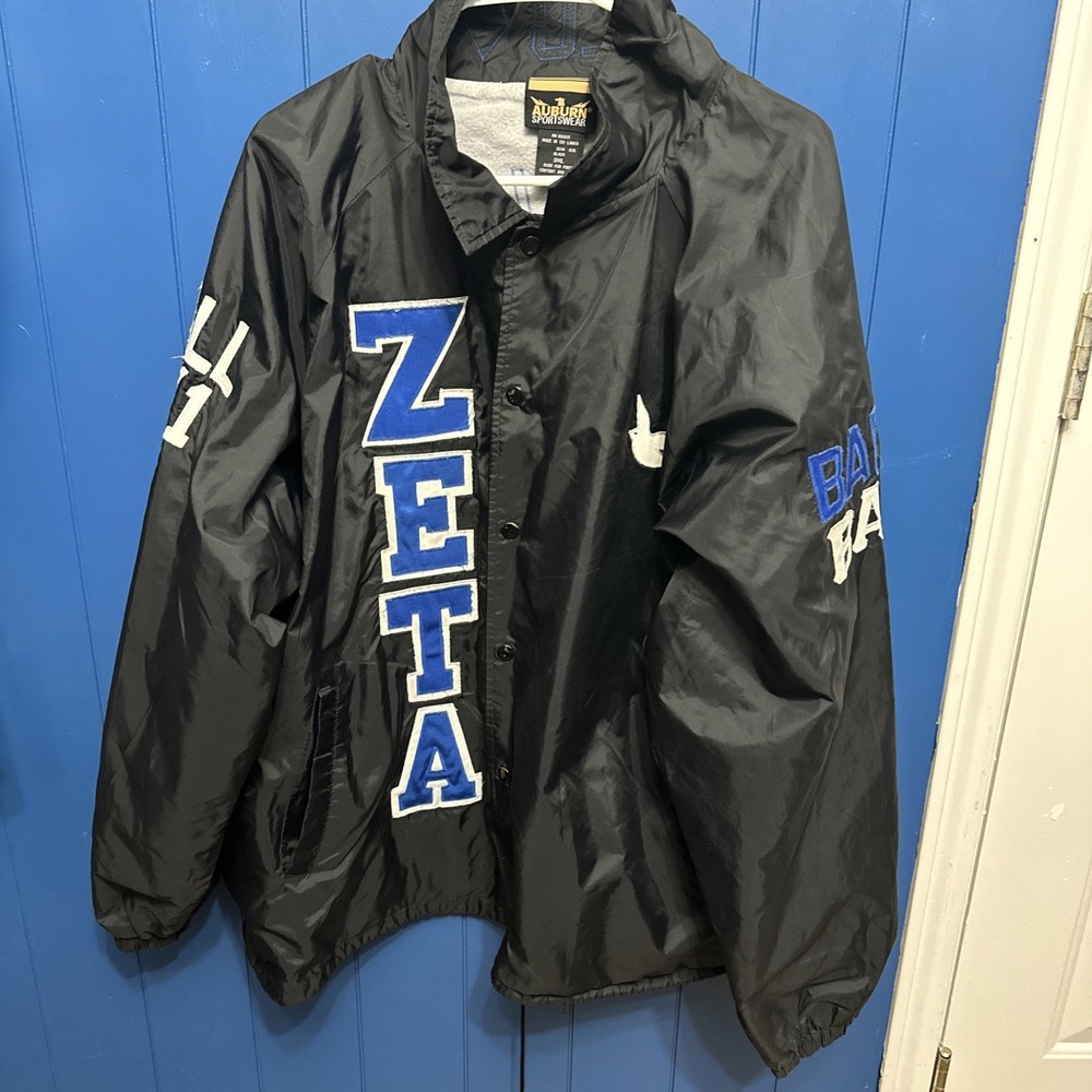 Zeta Sorority Inc.  College Jacket Sz 3XL Black/Blue Auburn Sportswear 2K1 BadBA